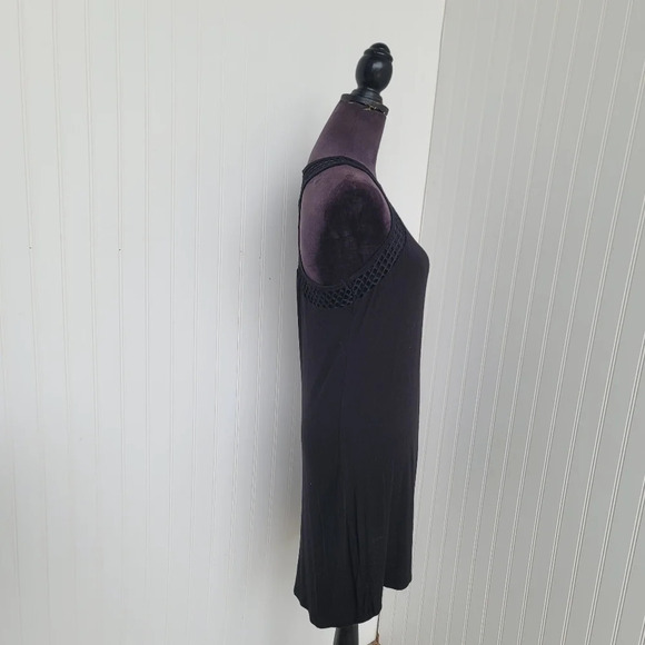 LILY BLEU BEACH Black Stretchy Fishnet Racer Tank Mini Dress Sleveless Sz S - Picture 11 of 11